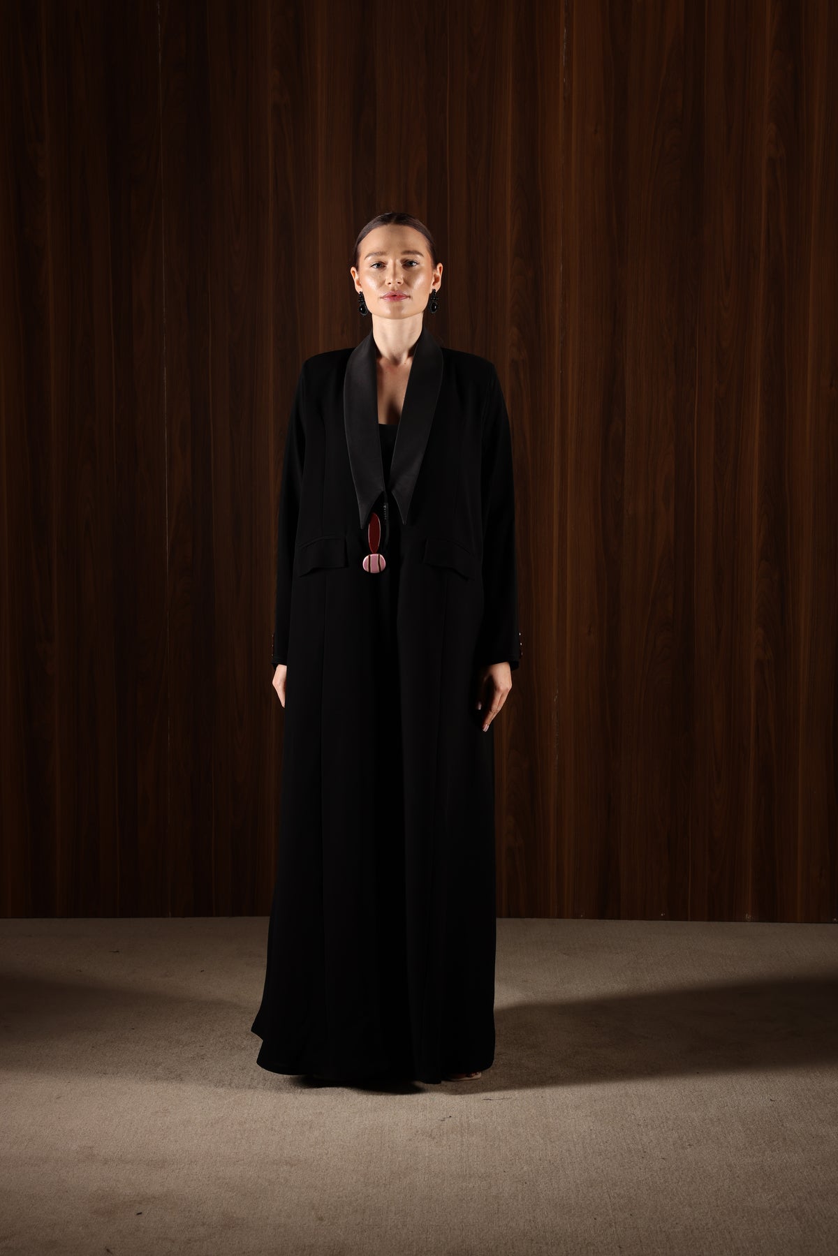 Maroon buttons Abaya