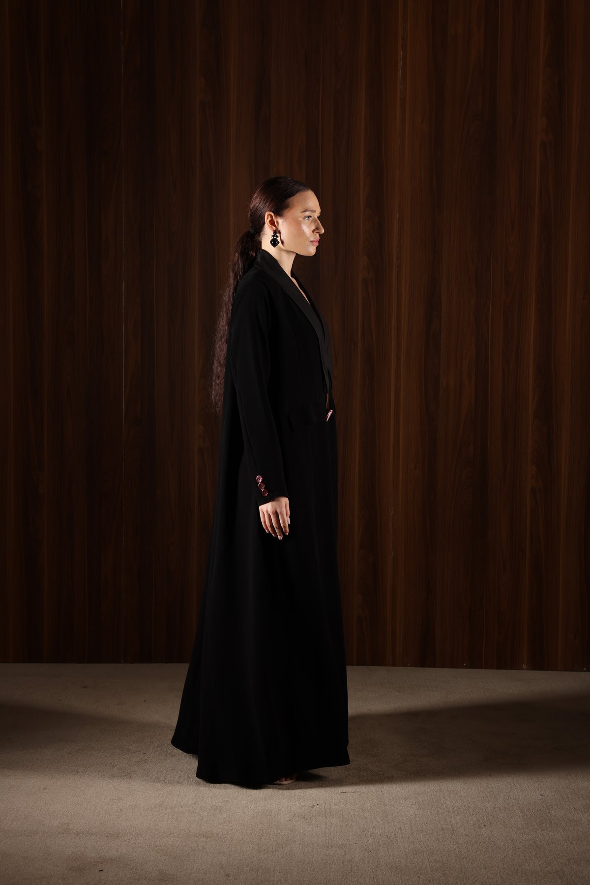 Maroon buttons Abaya