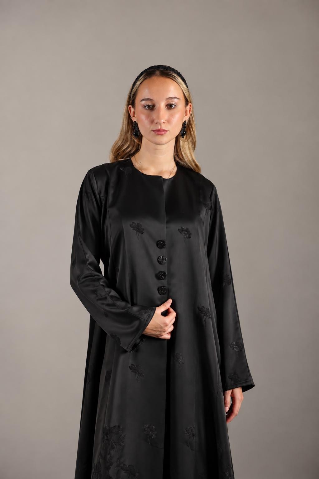Satin Blossom Abaya