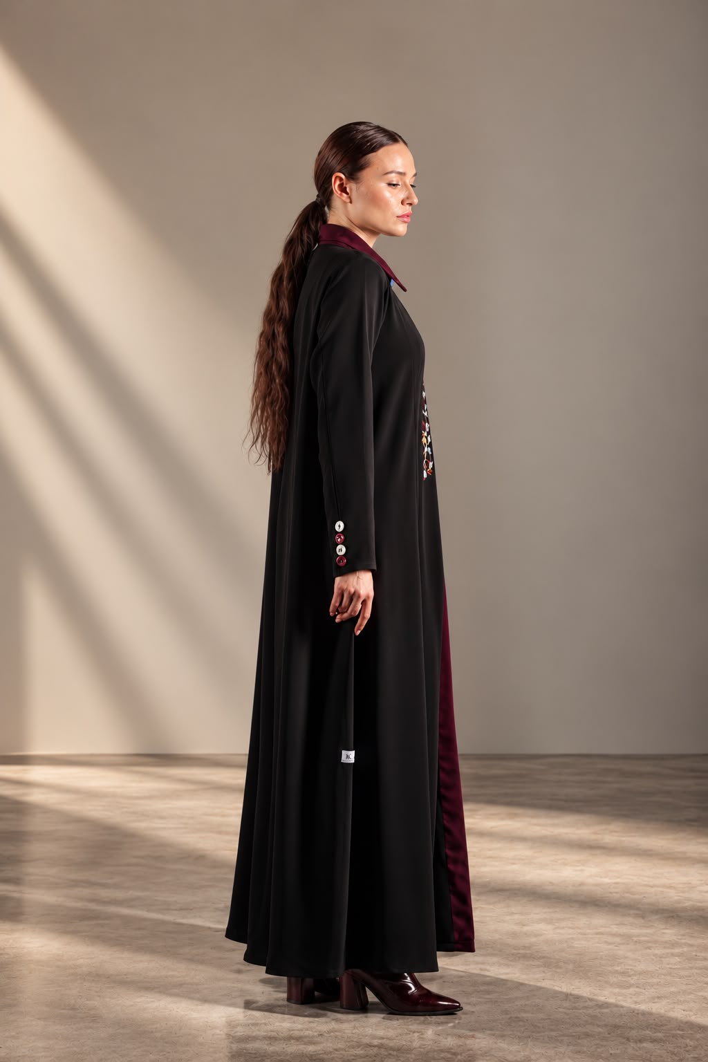 Burgundy Bloom Abaya