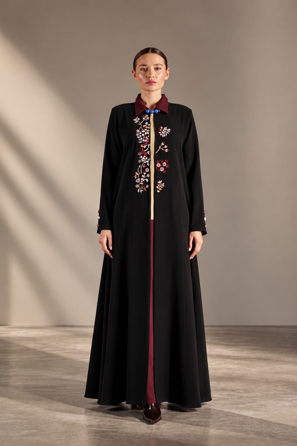 Burgundy Bloom Abaya